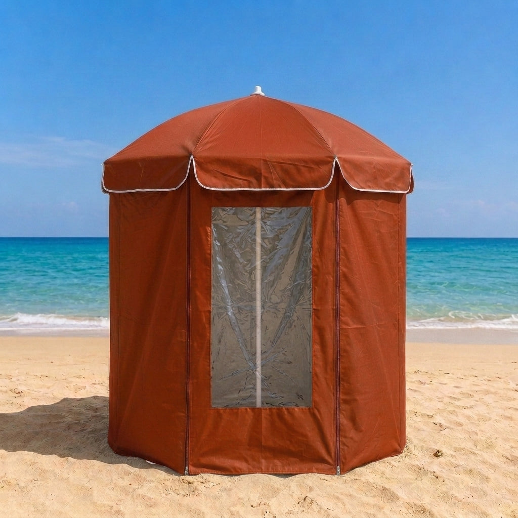 Parasol de plage avec abri intégré
