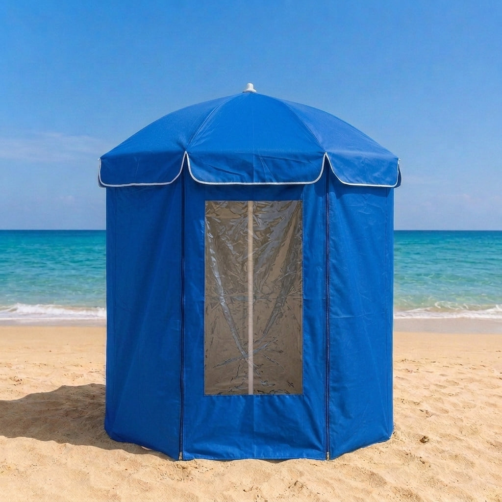 Parasol de plage avec abri intégré