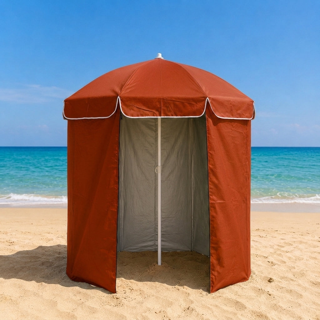 Parasol de plage avec abri intégré