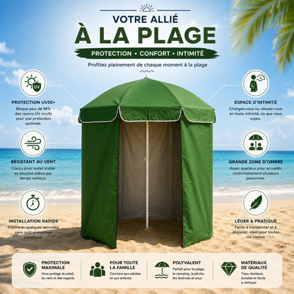Parasol de plage avec abri intégré